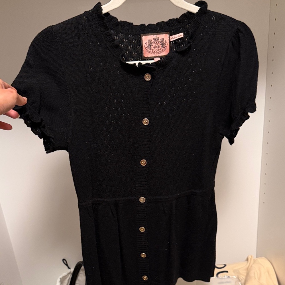 Juicy Couture Black Knit Button-Up Top